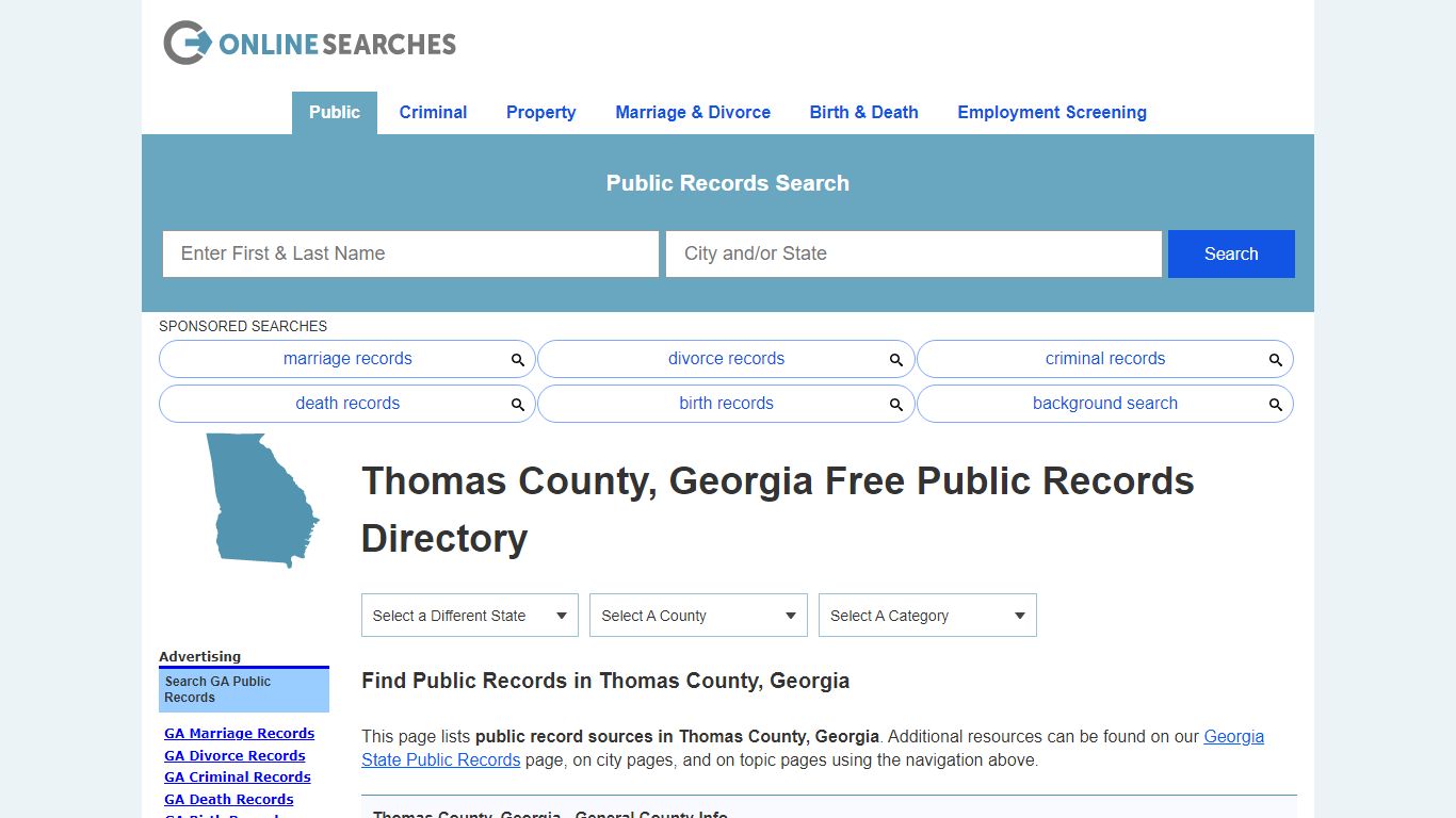 Thomas County, Georgia Public Records Directory - OnlineSearches.com